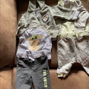 Baby Yoda 3/ 6 month lot of 3 infant
outfits gently worn